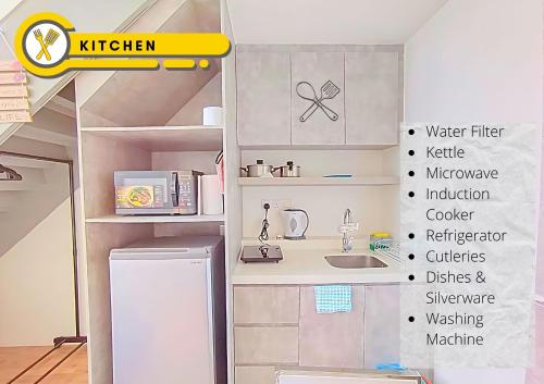 Kuchyň nebo kuchyňský kout v ubytování Cozy Duplex, Quiet Stay with MRT View #SP1