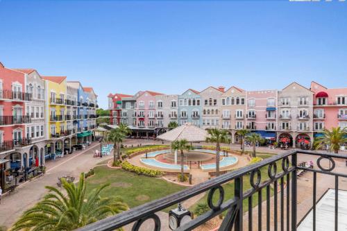 a view of a city street with buildings at Charming Condo - European Vibe in Palm Coast