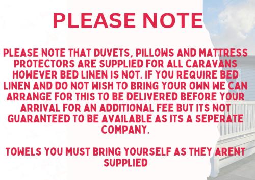 a sign that reads please note that plungers pliers and mattresses protections at CARAVAN NEL in Meliden