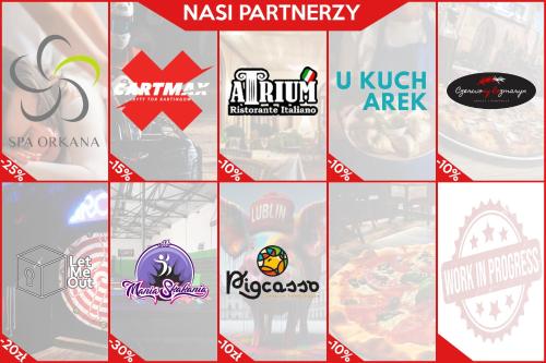 a collage of different signs with different logos at EASY RENT Apartments - Konopnicka 11, Centrum 24h Check-in in Lublin