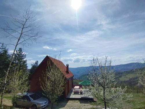 a house with a car parked in front of it at Brvnare Kušići in Ivanjica