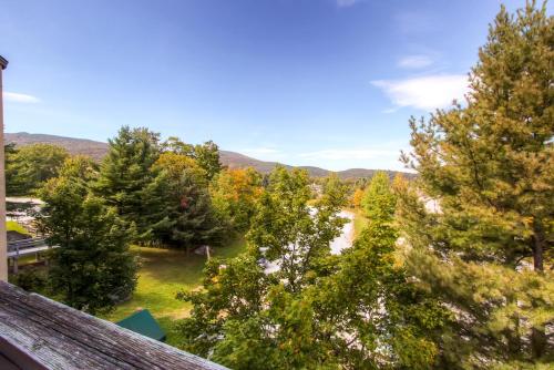 a view from the roof of a house with trees at Mountain Green Condos at Killington in Killington