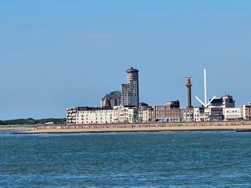 a view of a city from the water at Wohnung in Vlissingen mit Terrasse und Meerblick in Vlissingen