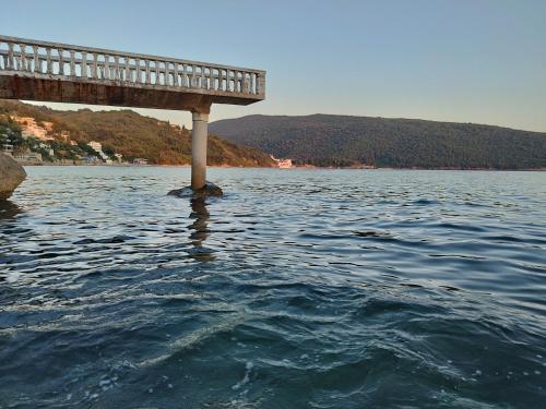 a pier in the middle of a body of water at Seaside Apartment Kruče in Kruče