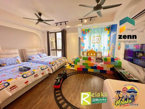 a bedroom with a lego room with two beds at The Bali Residences Premium Suites Melaka in Melaka