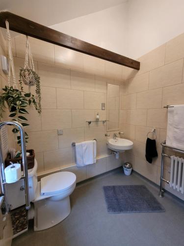 y baño con aseo y lavamanos. en New Listing - Idyllic cottage in a beautiful Kent setting, en Kent