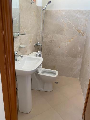 een badkamer met een toilet en een wastafel bij Guest_House_Toska in Berat