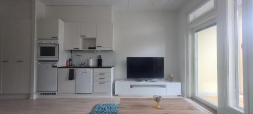 โทรทัศน์และ/หรือระบบความบันเทิงของ Modern compact apartment 25 minutes from Helsinki