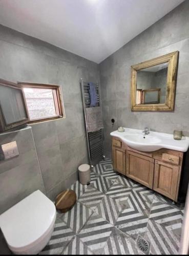 a bathroom with a white toilet and a sink at ΠΟΛΥΞΕΝΗ -ΕΚΑΒΗ in Kondiás