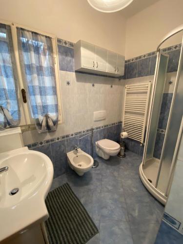 a bathroom with a sink and a toilet and a shower at IL SOLE DI AURORA in Carasco