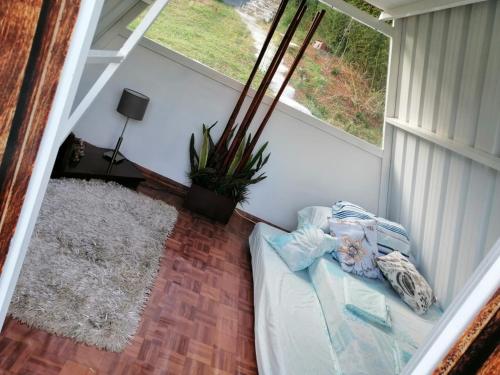 Pokój z łóżkiem i oknem w obiekcie Glamping Bambulina w mieście Cali