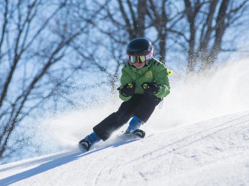 a person is skiing down a snow covered slope at Mamalisl in Mittersill