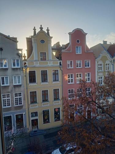 a group of tall buildings in a city at Apartament Gdańsk Starówka in Gdańsk