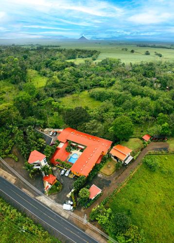 an aerial view of a house with an orange roof at Hotel La Hacienda in Quesada