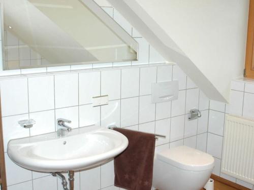 a bathroom with a sink and a toilet at Holiday home Altmühltal in Beilngries