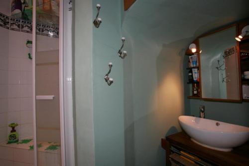 een badkamer met een wastafel en een douche bij Jeux olympiques Paris colocation chambre double dans F3 in Parijs