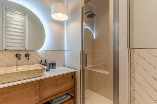 a bathroom with a sink and a shower at Appartement de luxe in Paris