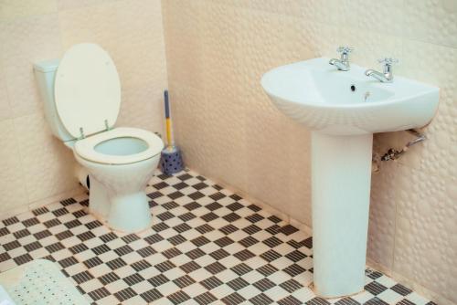 łazienka z toaletą i umywalką w obiekcie Hillside Luxury Lodge w mieście Blantyre