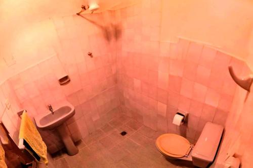 a bathroom with a toilet and a sink at La Casa Discreta Cochabamba in Cochabamba