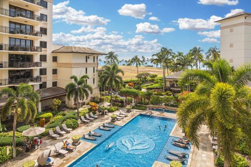 an aerial view of the pool at the resort at Ko Olina Beach Villas O402 in Kapolei