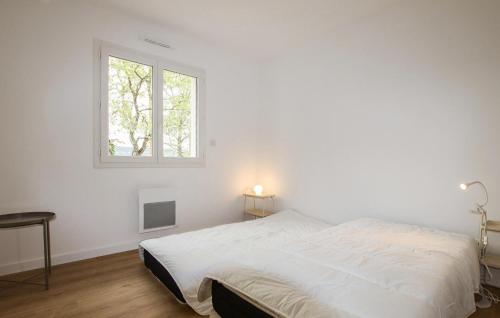 Habitación blanca con cama y ventana en Pet Friendly Home In Lussas With Kitchen, en Lussas