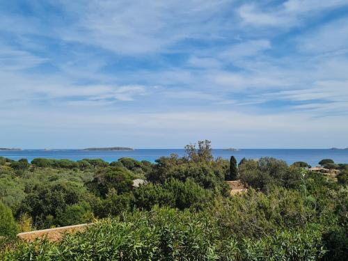 - une vue sur l'océan depuis une colline arborée dans l'établissement Holiday Home La Girelle by Interhome, à Porto-Vecchio