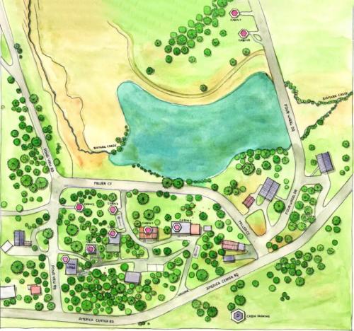 a drawing of a map of a park at Hottub Hideaway BHBungalows #6 in Custer