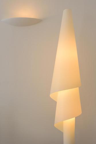 a white lamp hanging from a wall with a ceiling at MyBoZer Hotel Kallisto in Imerovigli