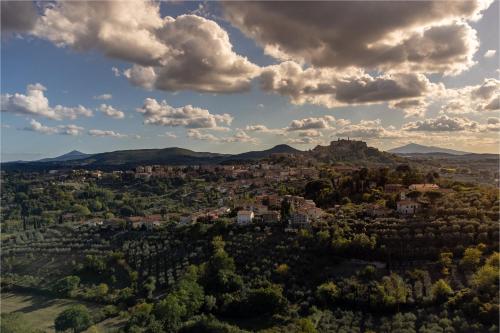 an aerial view of a town on a hill at B&B Al Vecchio Forno in Montepulciano