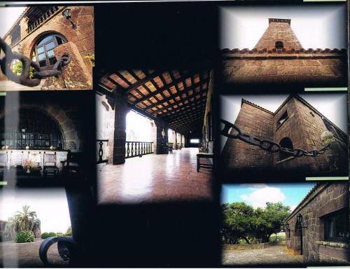 a collage of photos of a building with a group of pictures at Hosteria Fortin de San Miguel in Chuy