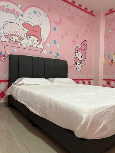 Katil atau katil-katil dalam bilik di Sanrio House - Taman Bestari indah