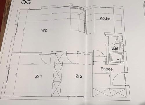 a drawing of a bathroom with a floor plan at Chalet Solaria 2 bedrooms with mountain and garden view in Zweisimmen