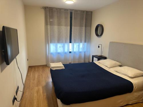 a bedroom with a large bed and a television at GES Homes in Almería