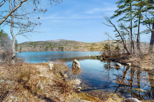a view of a lake with trees and water at The Blue Door Cabin in Moultonborough