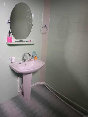 a bathroom with a sink and a mirror at Guli in Gori