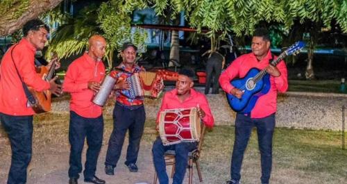 a group of men playing music and playing instruments at Exclusive Villa * private Beach and Housekeeping in Punta Cana