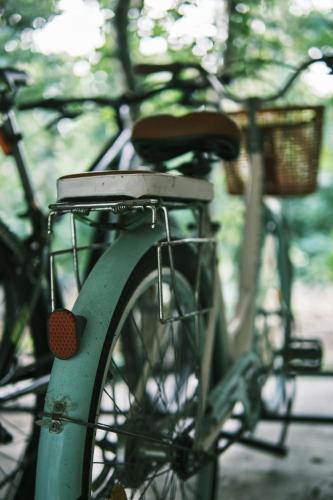 a bike with a basket on the back of it at Villas Zamna - Jungle Villas in Cozumel
