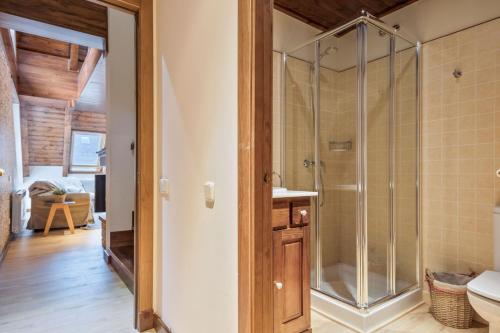 a bathroom with a shower and a toilet at Luderna - Dúplex Val de Ruda C10 Estanh Redond in Baqueira-Beret