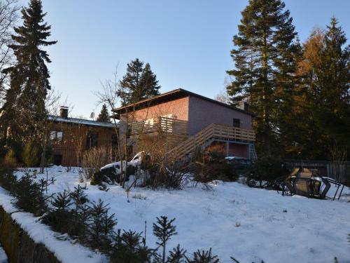 a house in a yard with snow on the ground at Cosy Apartment in Manderscheid with Balcony in Manderscheid