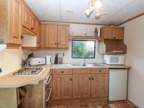 Kuchyň nebo kuchyňský kout v ubytování Caravan at Cartref