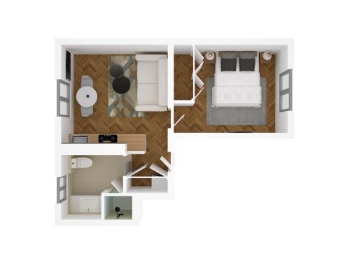 a floor plan of a room with a bedroom at Suite Deluxe 2 by Les Maisons de Charloc Homes in Boulogne-Billancourt