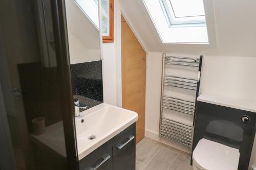 a bathroom with a sink and a skylight at Cuckoo's Rest in Penryn
