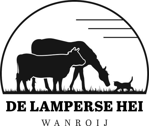 a silhouette of a cow and a calf with the words de landscape he ranch at Boertel Lamperse Hei in Wanroij