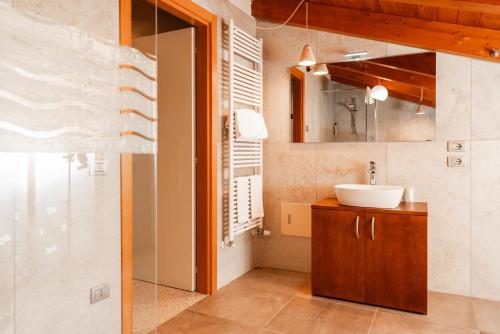 a bathroom with a sink and a mirror at Agriturismo dei Grippi in Sona