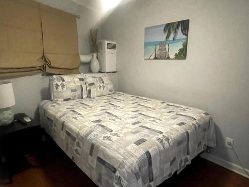 a bedroom with a bed and a picture on the wall at Beachy Keen Seaside Villa Near Coligny with Bikes! in Hilton Head Island