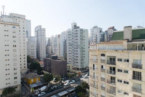 an aerial view of a city with tall buildings at BHomy Madison in Sao Paulo