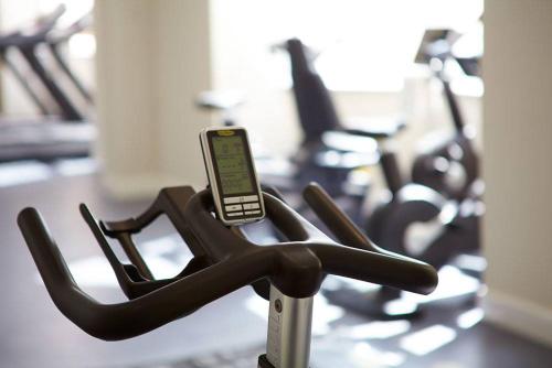 a cell phone in a holder in a gym at Red Lea Apartments with Pool & Spa Access in Scarborough
