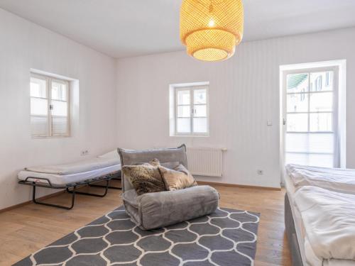 un chat allongé sur une chaise dans un salon dans l'établissement Zentral, à Hopfgarten im Brixental