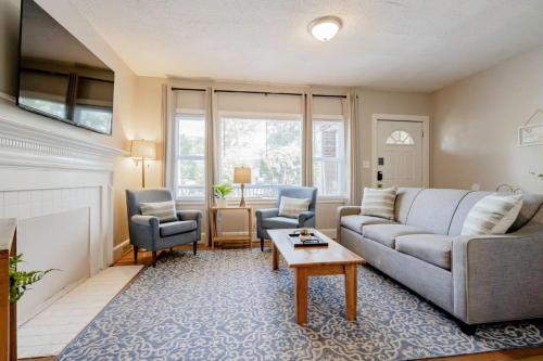 a living room with a couch and two chairs at Mins to USC Hospital Zoo Columbia Duet-Unit A in West Columbia