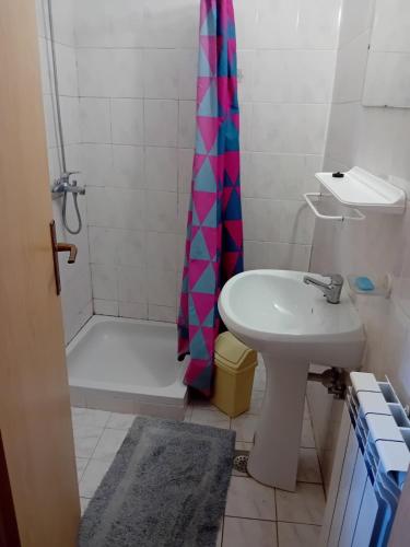 W łazience znajduje się umywalka i prysznic. w obiekcie Rooms with a parking space Jelovice, Central Istria - Sredisnja Istra - 22787 w mieście Lanišće